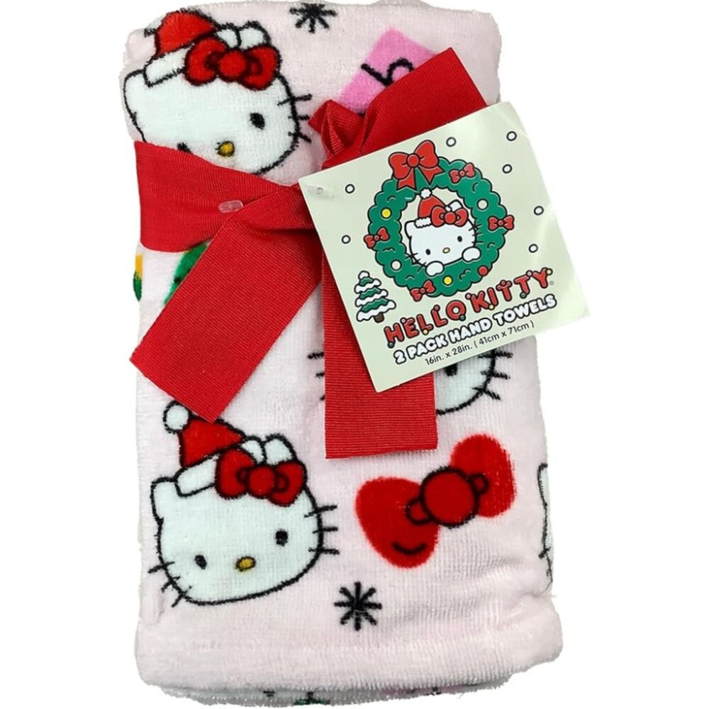 HELLO KITTY Set Of 2 Kitty Trees And Bows Hand Towels